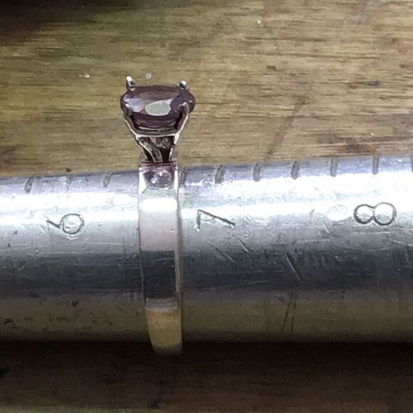 Ring, Amethyst and Sterling Silver Solitaire Ring, size 6.5, NEW, Handmade - Picture 7 of 7